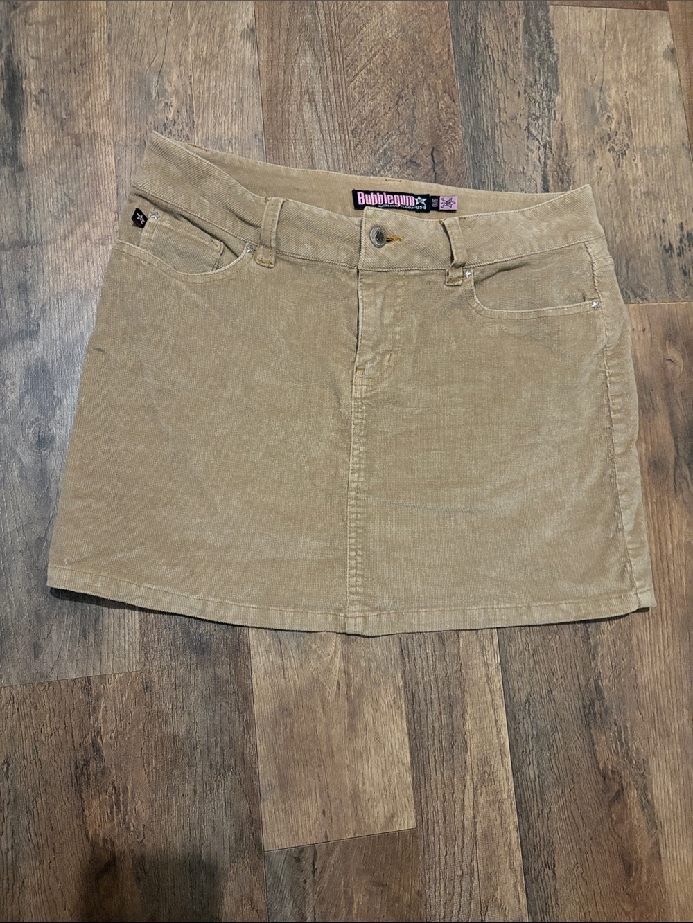 Y2K Mini Skirt Bubblegum Camel Corduroy A-Line Mini Skirt